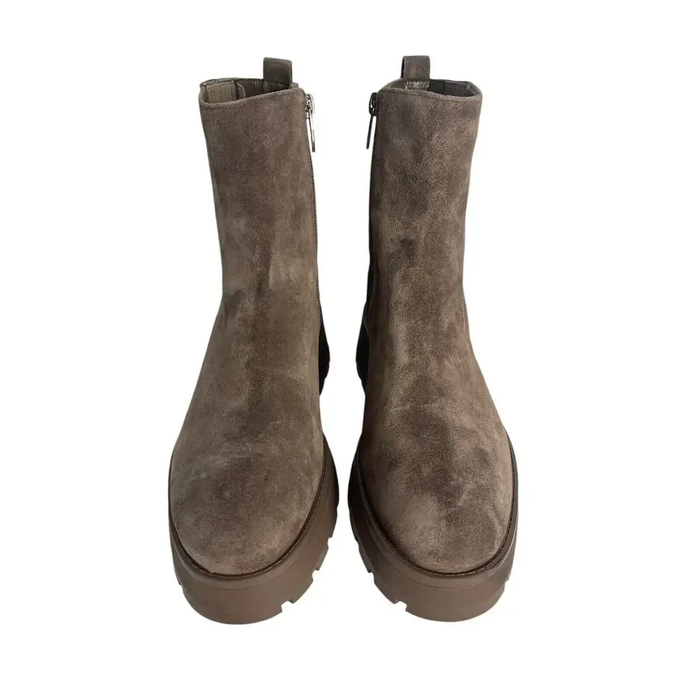 Vince Camuto Neframes Dark Taupe Leather Chelsea Boot Round Toe Size 8 M NWOB - Picture 3 of 10